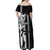 Hawaii Molokai Island Off Shoulder Maxi Dress Hawaiian King and Kakau Symbols Abstract Shoulder Tattoo LT03 - Polynesian Pride