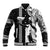 Custom Hawaii Molokai Island Baseball Jacket Hawaiian King and Kakau Symbols Abstract Shoulder Tattoo LT03 Unisex Black - Polynesian Pride