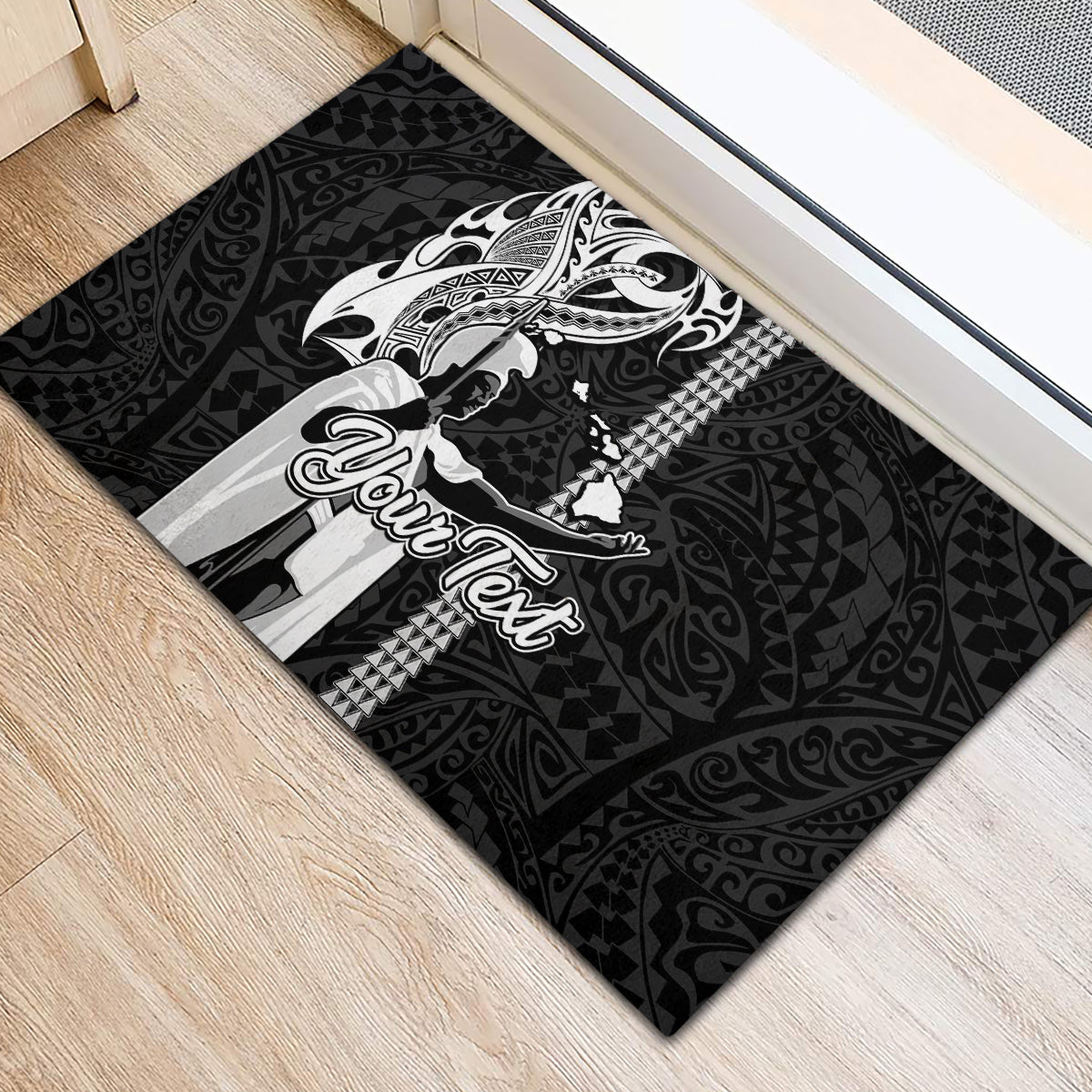 Custom Hawaii Molokai Island Rubber Doormat Hawaiian King and Kakau Symbols Abstract Shoulder Tattoo LT03 - Polynesian Pride
