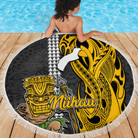 Hawaii Niihau Island Beach Blanket Hawaiian Warrior and Kakau Symbols Abstract Tattoo LT03 - Wonder Print Shop