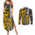 Hawaii Niihau Island Couples Matching Summer Maxi Dress and Long Sleeve Button Shirts Hawaiian Warrior and Kakau Symbols Abstract Tattoo LT03 Yellow - Polynesian Pride