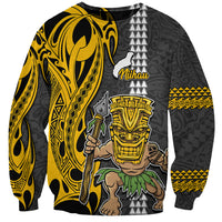 Hawaii Niihau Island Sweatshirt Hawaiian Warrior and Kakau Symbols Abstract Tattoo LT03 Unisex Yellow - Polynesian Pride