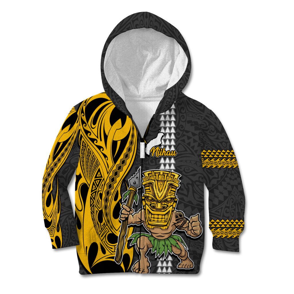 Custom Hawaii Niihau Island Kid Hoodie Hawaiian Warrior and Kakau Symbols Abstract Tattoo LT03 - Polynesian Pride