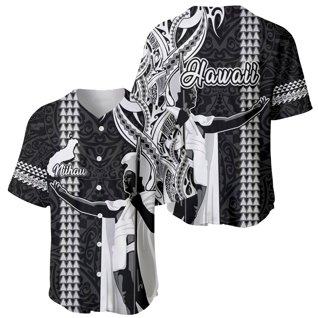 Hawaii Niihau Island Baseball Jersey Hawaiian King and Kakau Symbols Abstract Shoulder Tattoo LT03 - Polynesian Pride