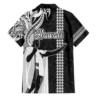 Hawaii Niihau Island Family Matching Off Shoulder Long Sleeve Dress and Hawaiian Shirt Hawaiian King and Kakau Symbols Abstract Shoulder Tattoo LT03 - Polynesian Pride