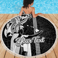 Custom Hawaii Niihau Island Beach Blanket Hawaiian King and Kakau Symbols Abstract Shoulder Tattoo LT03 - Wonder Print Shop