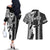 Custom Hawaii Niihau Island Couples Matching Off The Shoulder Long Sleeve Dress and Hawaiian Shirt Hawaiian King and Kakau Symbols Abstract Shoulder Tattoo LT03 - Polynesian Pride
