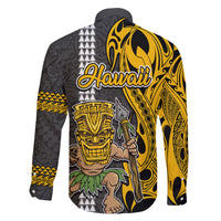 Hawaii Oahu Island Family Matching Off Shoulder Short Dress and Hawaiian Shirt Hawaiian Warrior and Kakau Symbols Abstract Tattoo LT03 - Polynesian Pride