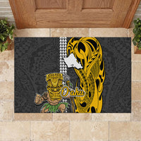 Hawaii Oahu Island Rubber Doormat Hawaiian Warrior and Kakau Symbols Abstract Tattoo LT03 - Polynesian Pride
