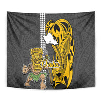 Hawaii Oahu Island Tapestry Hawaiian Warrior and Kakau Symbols Abstract Tattoo LT03 - Polynesian Pride