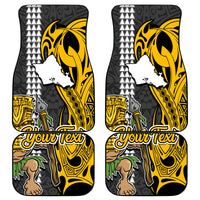 Custom Hawaii Oahu Island Car Mats Hawaiian Warrior and Kakau Symbols Abstract Tattoo LT03 Yellow - Polynesian Pride