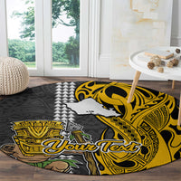 Custom Hawaii Oahu Island Round Carpet Hawaiian Warrior and Kakau Symbols Abstract Tattoo LT03 - Polynesian Pride