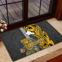 Custom Hawaii Oahu Island Rubber Doormat Hawaiian Warrior and Kakau Symbols Abstract Tattoo LT03 - Polynesian Pride