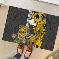 Custom Hawaii Oahu Island Rubber Doormat Hawaiian Warrior and Kakau Symbols Abstract Tattoo LT03 - Polynesian Pride