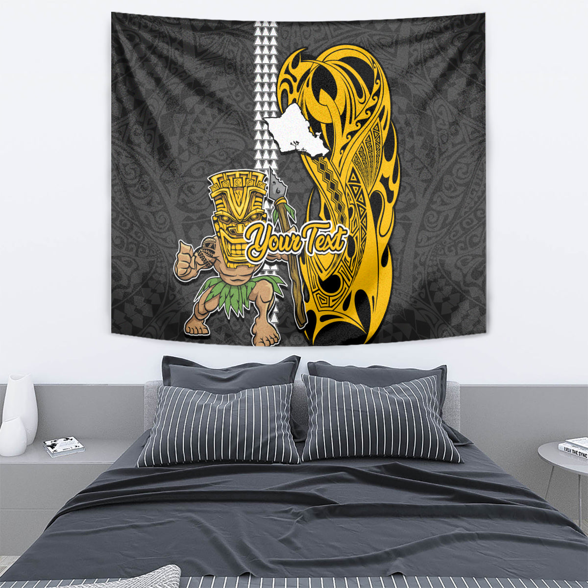 Custom Hawaii Oahu Island Tapestry Hawaiian Warrior and Kakau Symbols Abstract Tattoo LT03 - Polynesian Pride