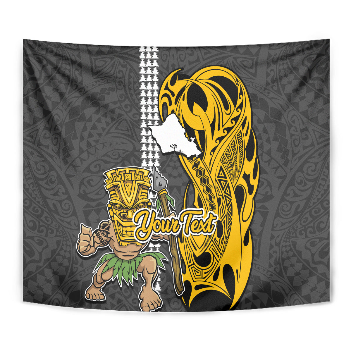 Custom Hawaii Oahu Island Tapestry Hawaiian Warrior and Kakau Symbols Abstract Tattoo LT03 - Polynesian Pride