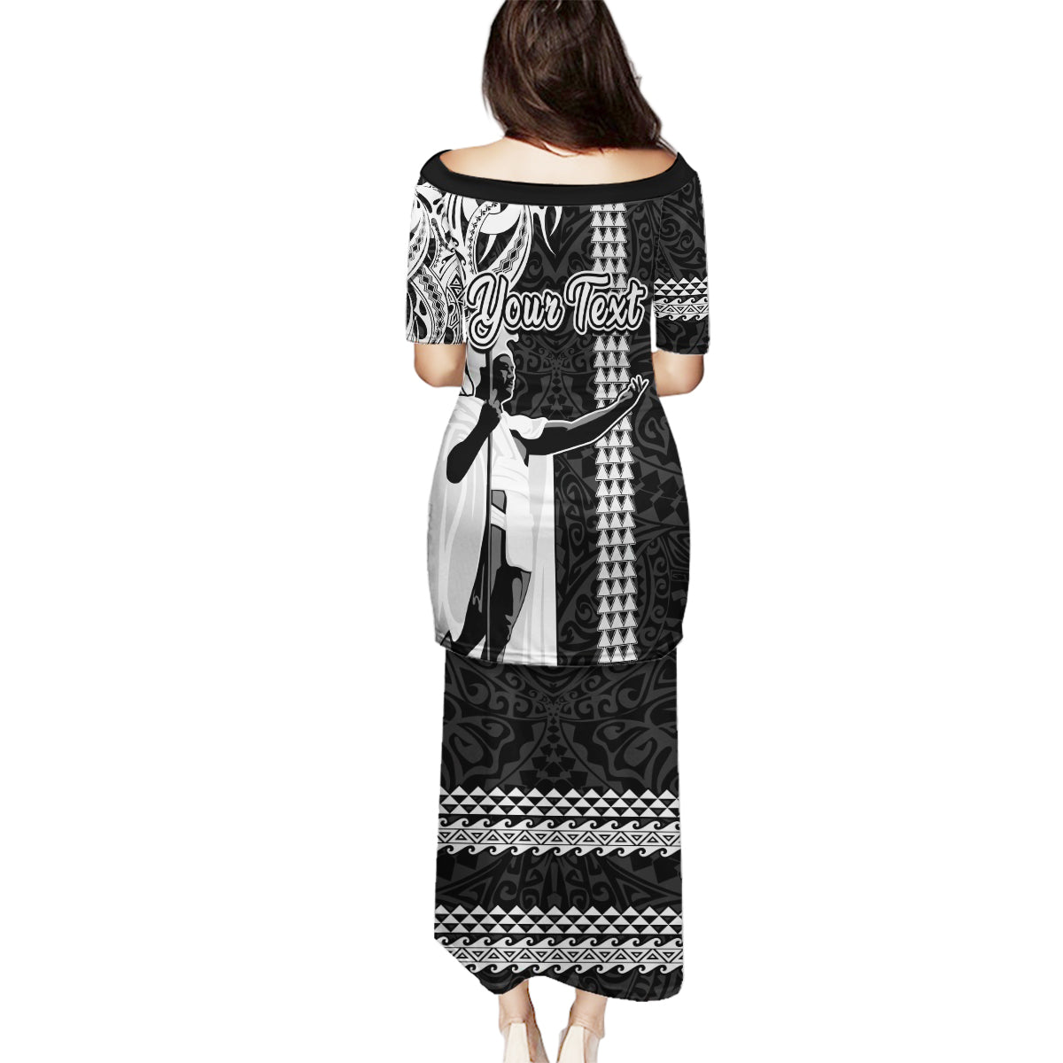 Custom Hawaii Oahu Island Family Matching Puletasi Dress and Hawaiian Shirt Hawaiian King and Kakau Symbols Abstract Shoulder Tattoo LT03 - Polynesian Pride