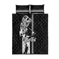 Custom Hawaii Oahu Island Quilt Bed Set Hawaiian King and Kakau Symbols Abstract Shoulder Tattoo LT03 Black - Polynesian Pride