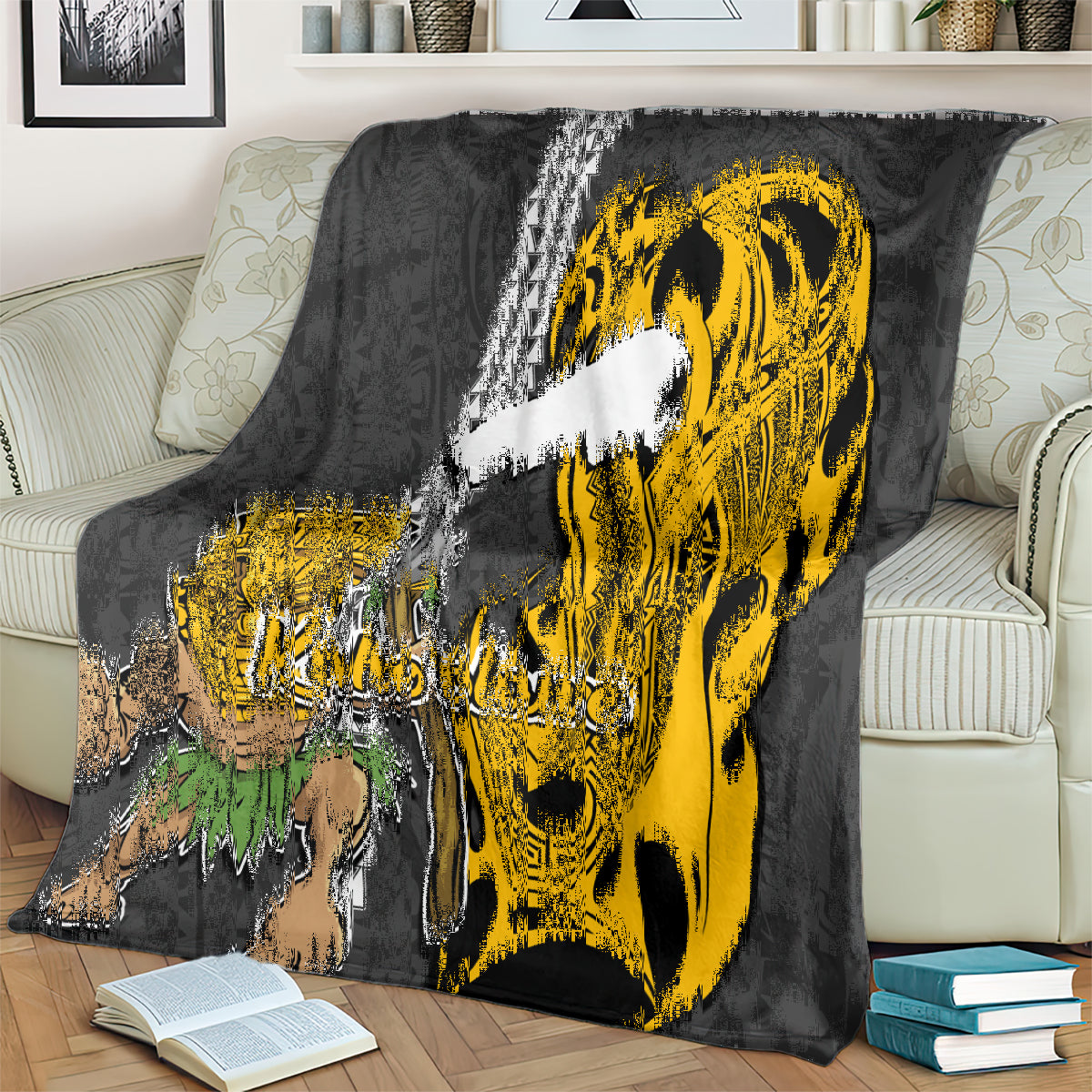 Hawaii Kahoolawe Island Blanket Hawaiian Warrior and Kakau Symbols Abstract Tattoo LT03 - Polynesian Pride