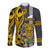 Hawaii Kahoolawe Island Long Sleeve Button Shirt Hawaiian Warrior and Kakau Symbols Abstract Tattoo LT03 Unisex Yellow - Polynesian Pride