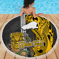 Custom Hawaii Kahoolawe Island Beach Blanket Hawaiian Warrior and Kakau Symbols Abstract Tattoo LT03 - Wonder Print Shop