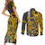 Custom Hawaii Kahoolawe Island Couples Matching Short Sleeve Bodycon Dress and Long Sleeve Button Shirts Hawaiian Warrior and Kakau Symbols Abstract Tattoo LT03 - Polynesian Pride