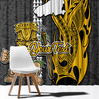 Custom Hawaii Kahoolawe Island Window Curtain Hawaiian Warrior and Kakau Symbols Abstract Tattoo LT03 - Polynesian Pride