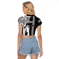 Hawaii Kahoolawe Island Raglan Cropped T Shirt Hawaiian King and Kakau Symbols Abstract Shoulder Tattoo LT03 - Polynesian Pride