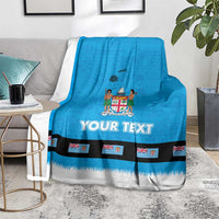 Fiji Merry Christmas Blanket Santa Suit Style With Tapa Tribal Pattern