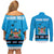 Fiji Merry Christmas Couples Matching Off Shoulder Short Dress and Long Sleeve Button Shirt Santa Suit Style With Tapa Tribal Pattern