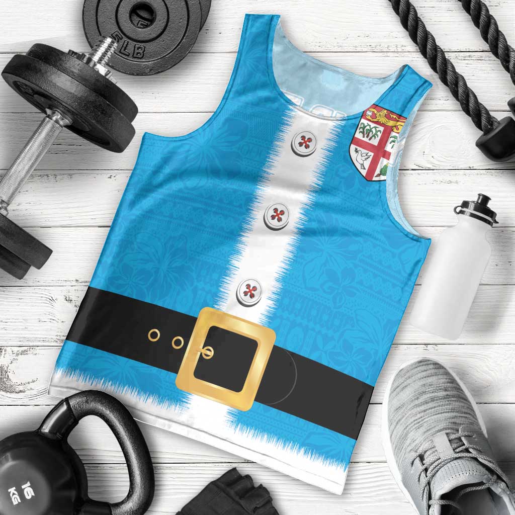 Fiji Merry Christmas Men Tank Top Santa Suit Style With Tapa Tribal Pattern
