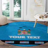 Fiji Merry Christmas Round Carpet Santa Suit Style With Tapa Tribal Pattern