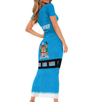 Fiji Merry Christmas Short Sleeve Bodycon Dress Santa Suit Style With Tapa Tribal Pattern LT03 - Polynesian Pride