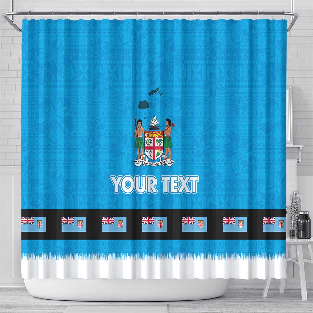 Fiji Merry Christmas Shower Curtain Santa Suit Style With Tapa Tribal Pattern