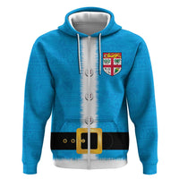 Fiji Merry Christmas Zip Hoodie Santa Suit Style With Tapa Tribal Pattern