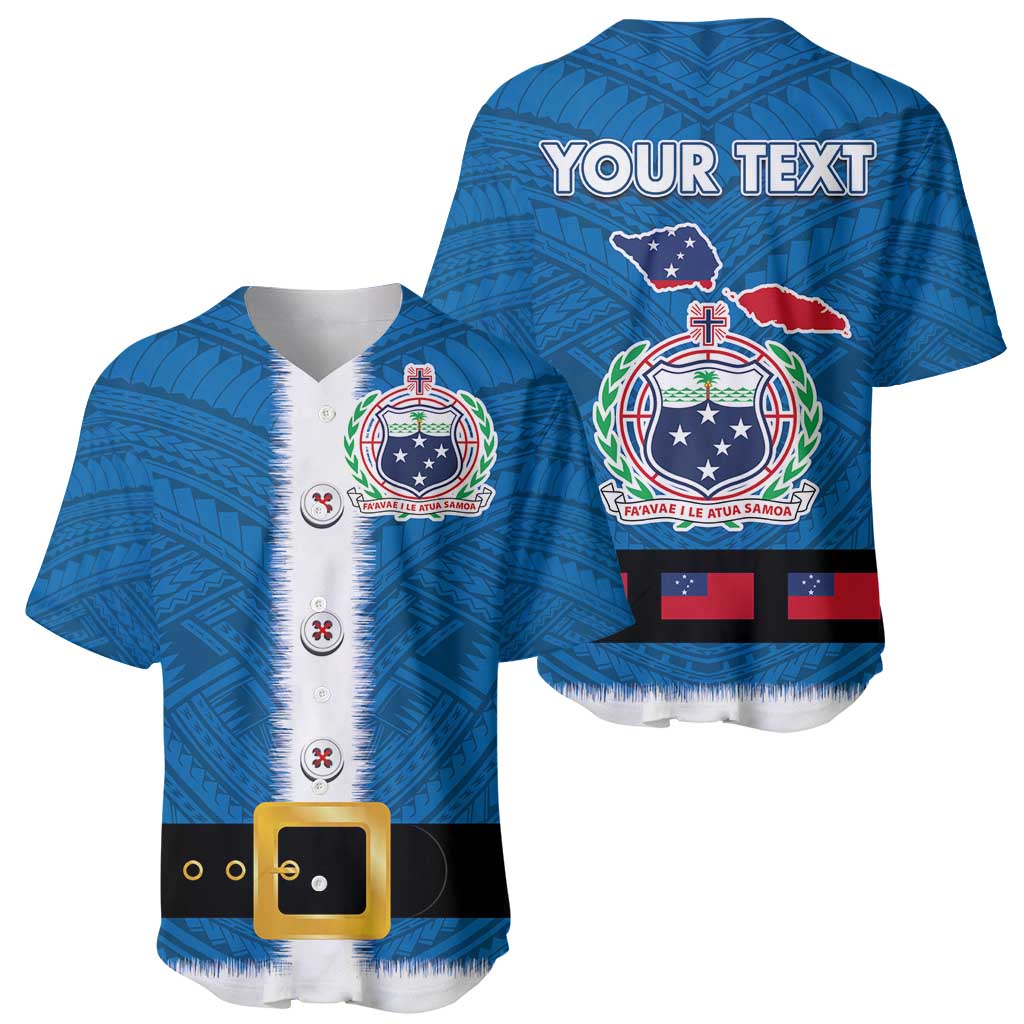 Samoa Merry Christmas Baseball Jersey Santa Suit Style With Tatau Tattoo Pattern LT03 - Polynesian Pride