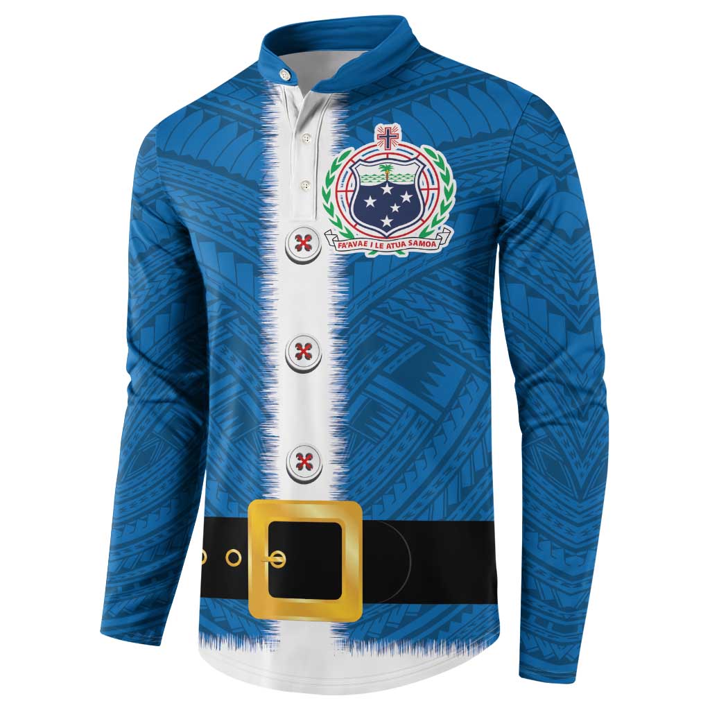 Samoa Merry Christmas Button Sweatshirt Santa Suit Style With Tatau Tattoo Pattern LT03 - Polynesian Pride