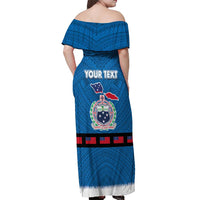 Samoa Merry Christmas Off Shoulder Maxi Dress Santa Suit Style With Tatau Tattoo Pattern