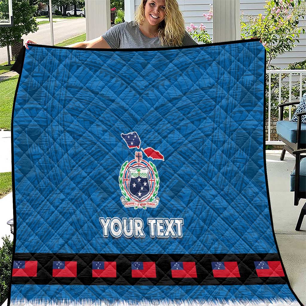 Samoa Merry Christmas Quilt Santa Suit Style With Tatau Tattoo Pattern LT03 Blue - Polynesian Pride