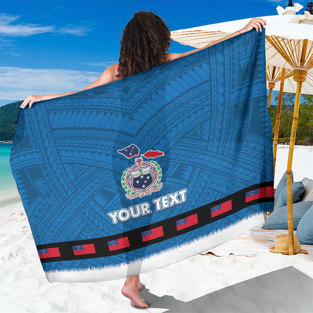 Samoa Merry Christmas Sarong Santa Suit Style With Tatau Tattoo Pattern LT03 One Size 44 x 66 inches Blue - Polynesian Pride