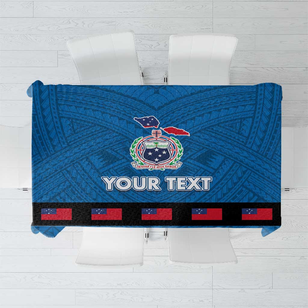 Samoa Merry Christmas Tablecloth Santa Suit Style With Tatau Tattoo Pattern LT03 Blue - Polynesian Pride