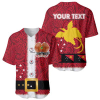 Papua New Guinea Merry Christmas Baseball Jersey Santa Suit Style With Melanesian Pattern LT03 - Polynesian Pride