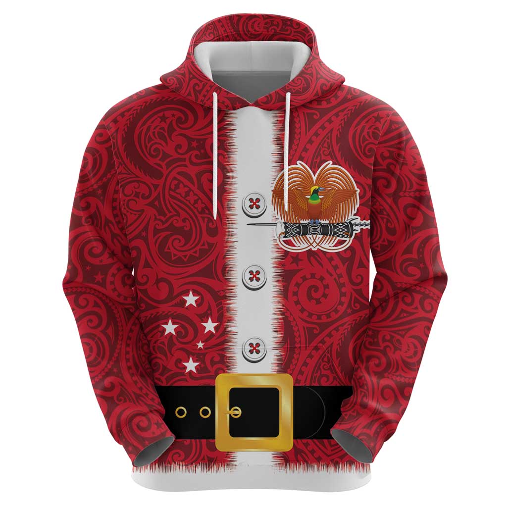 Papua New Guinea Merry Christmas Hoodie Santa Suit Style With Melanesian Pattern LT03 - Polynesian Pride