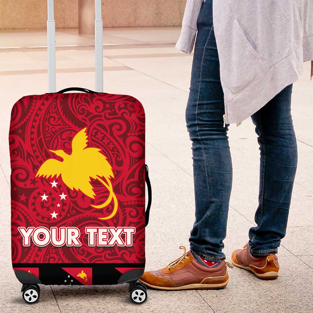 Papua New Guinea Merry Christmas Luggage Cover Santa Suit Style With Melanesian Pattern LT03 Red - Polynesian Pride
