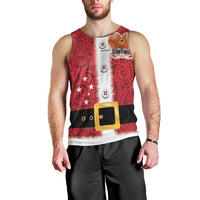 Papua New Guinea Merry Christmas Men Tank Top Santa Suit Style With Melanesian Pattern