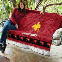 Papua New Guinea Merry Christmas Quilt Santa Suit Style With Melanesian Pattern