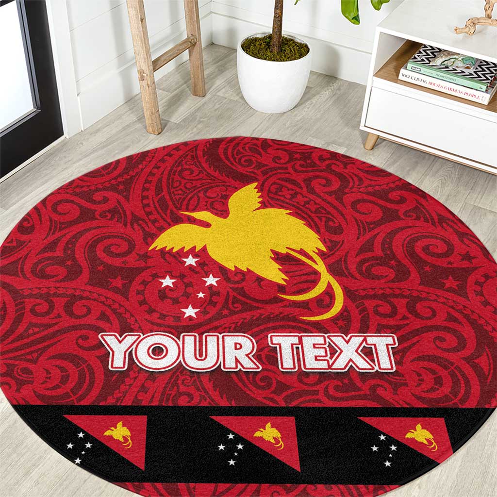 Papua New Guinea Merry Christmas Round Carpet Santa Suit Style With Melanesian Pattern LT03 Red - Polynesian Pride