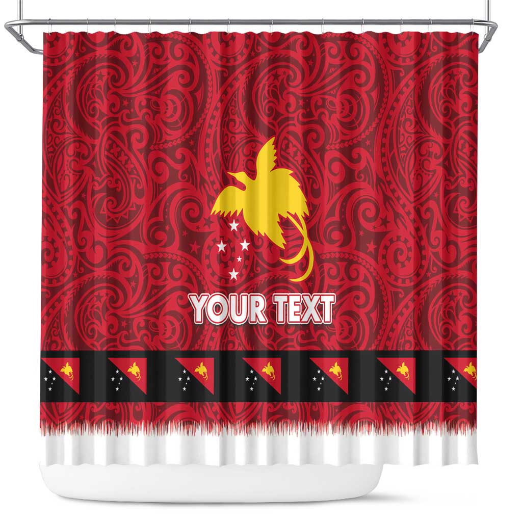 Papua New Guinea Merry Christmas Shower Curtain Santa Suit Style With Melanesian Pattern LT03 Red - Polynesian Pride