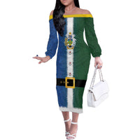 Solomon Islands Merry Christmas Family Matching Off The Shoulder Long Sleeve Dress and Hawaiian Shirt Santa Suit Style With Melanesian Pattern