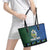 Solomon Islands Merry Christmas Leather Tote Bag Santa Suit Style With Melanesian Pattern